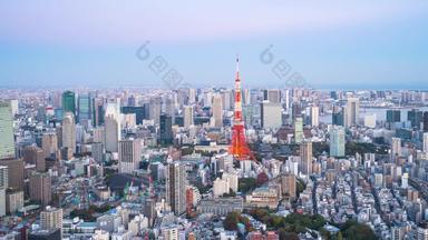 时间孩子一天晚上东京塔建筑东京城市日本